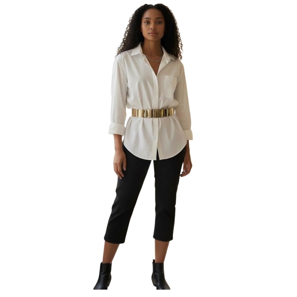 Womens Gold Tone Metallic Bar Elastic Waist Belt Accent Accessory